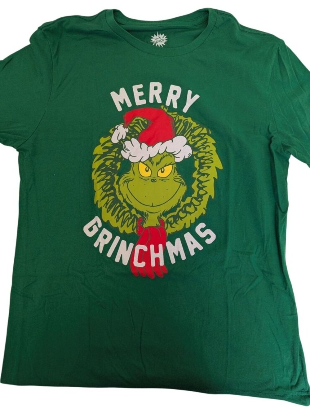 Grinch Merry Grinchmas Men Graphic T-Shirt Green Short Sleeve Size M 38-40
